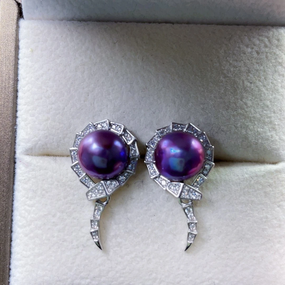 淡水珍珠耳饰银S925镶嵌