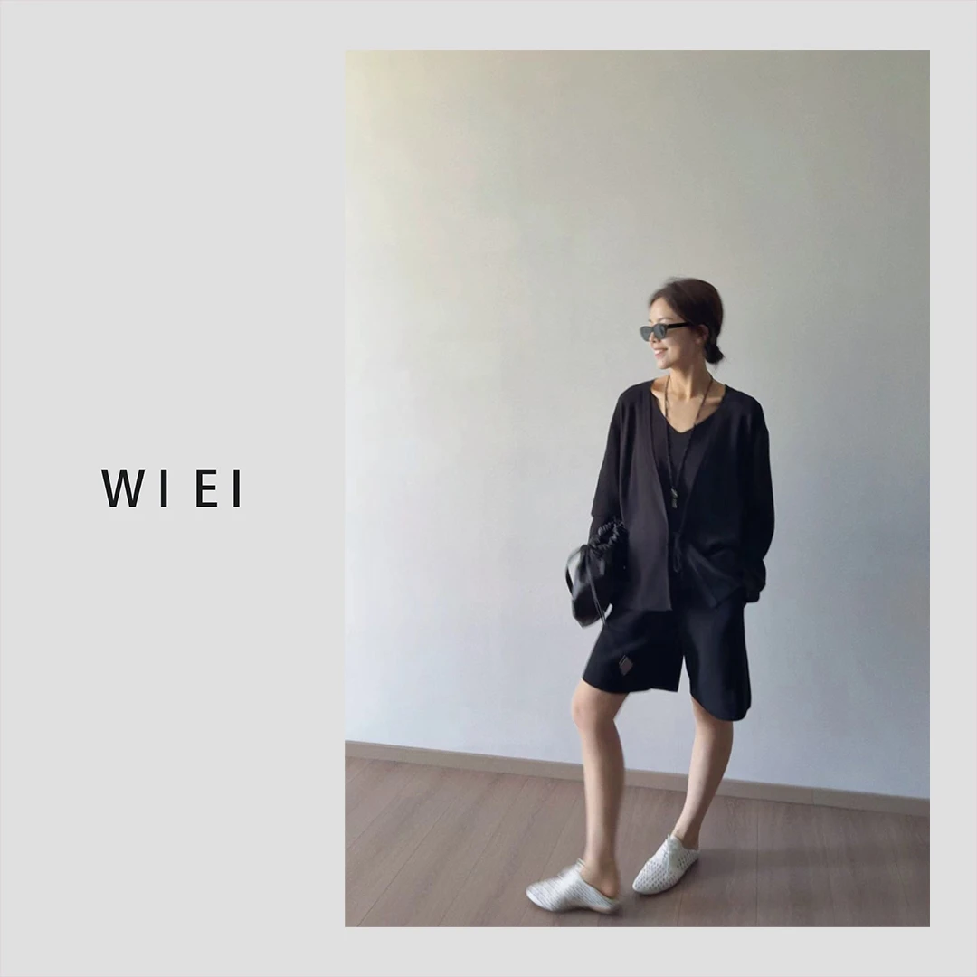 《WI EI》四重奏*醋酸棉透气干爽高级感系带针织多件套 HM2529001