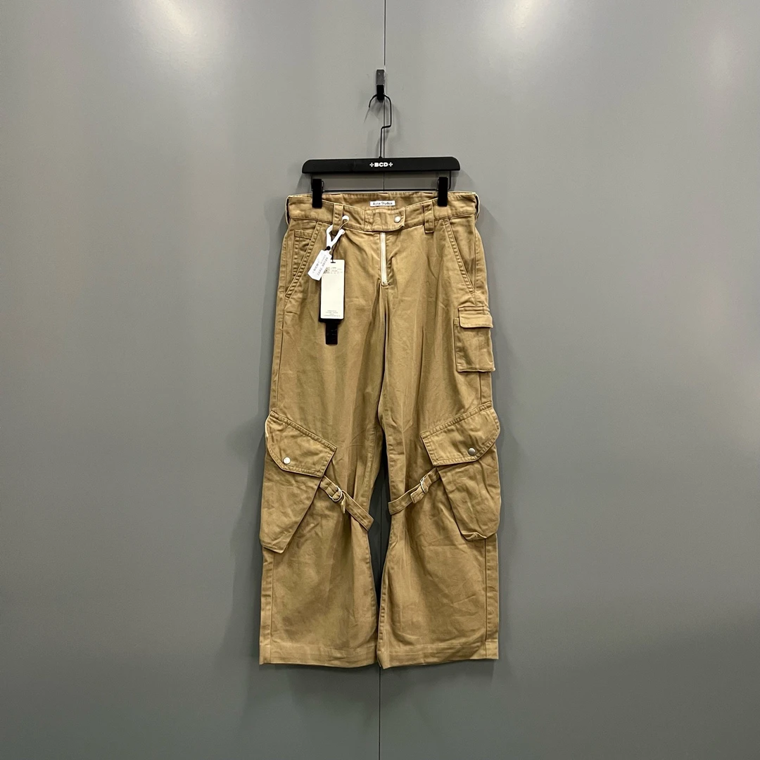 99新 maje (ll) Acne Studios 卡其色工装阔腿长裤 38码/016975