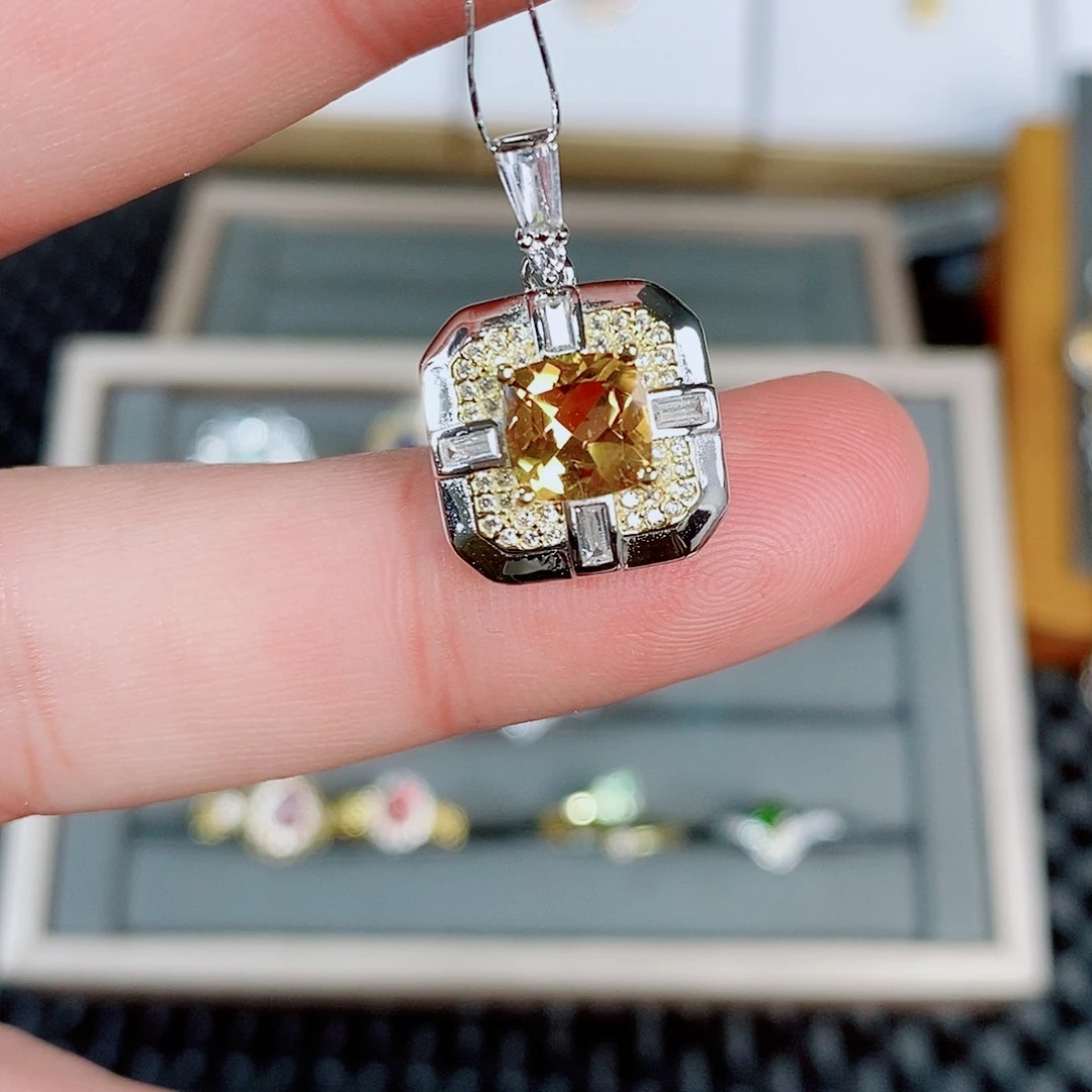 烟晶戒指银S925镶嵌