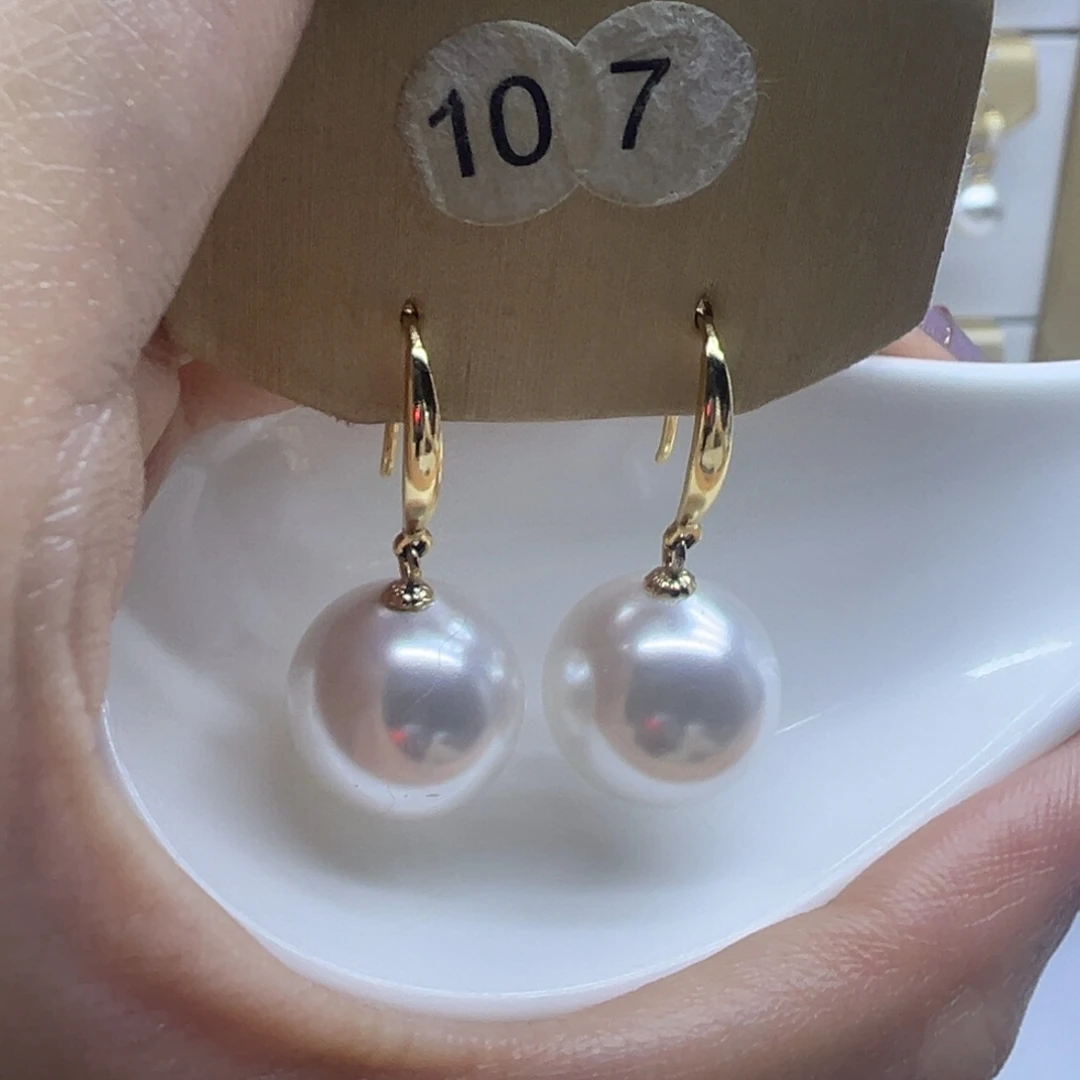 耳饰银S925镶嵌淡水珍珠