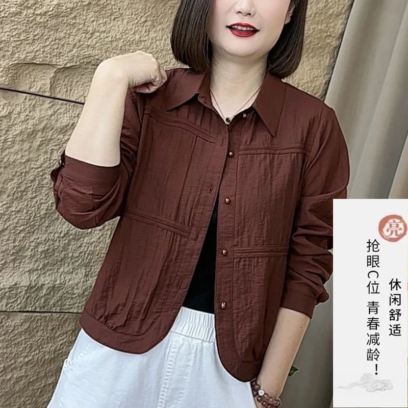 长袖衬衫女春季2025年气质休闲新款宽松显瘦妈妈衬衣减龄百搭年轻