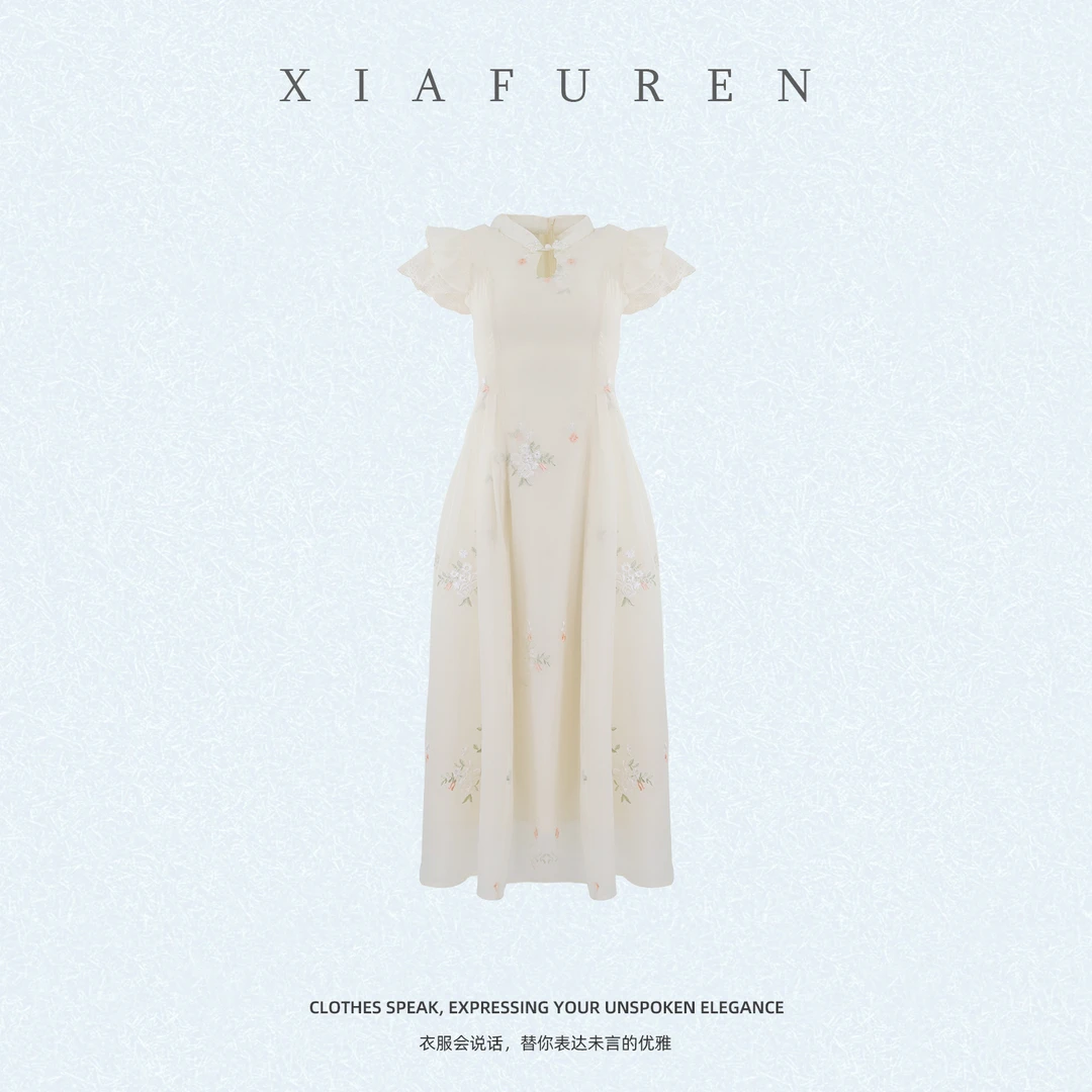 复古法式短袖海边度假连衣裙长裙夏季-Q354