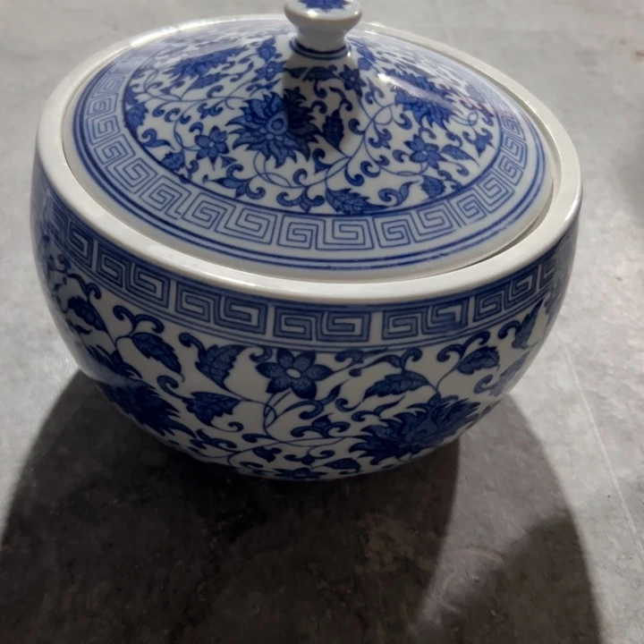 陶青花缠枝莲5斤装猪油罐