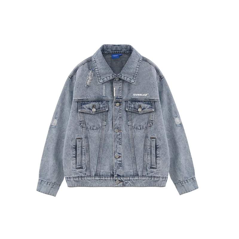iconslab美式高街翻领情侣牛仔夹克春秋季潮牌男生外套牛仔复古