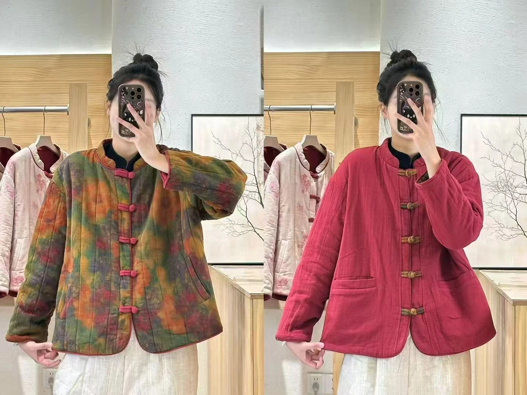 8879秋冬新款时尚气质显瘦遮肉洋气休闲女加厚宽松夹棉双面穿棉袄