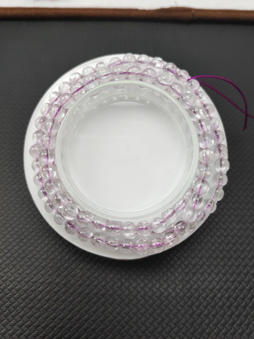 天然冰透体猫眼紫锂辉三圈手串