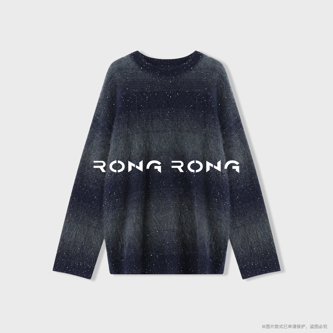 溶溶【诗画星澜】RONGRONG 绵羊毛兔毛马海毛烫钻拉毛羊毛衫1958