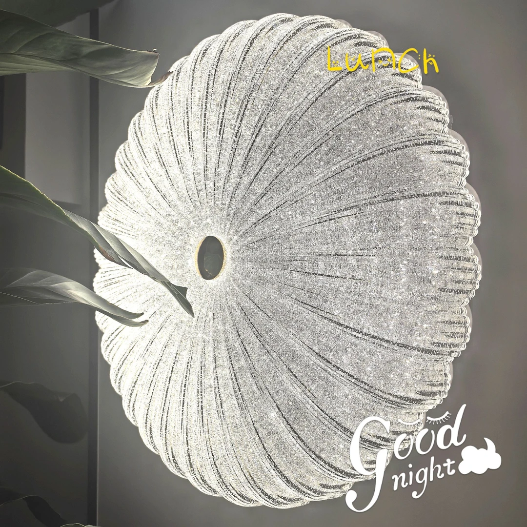 2025新款中山灯具轻奢磨砂水晶灯简约南瓜奶油风卧室护眼灯具