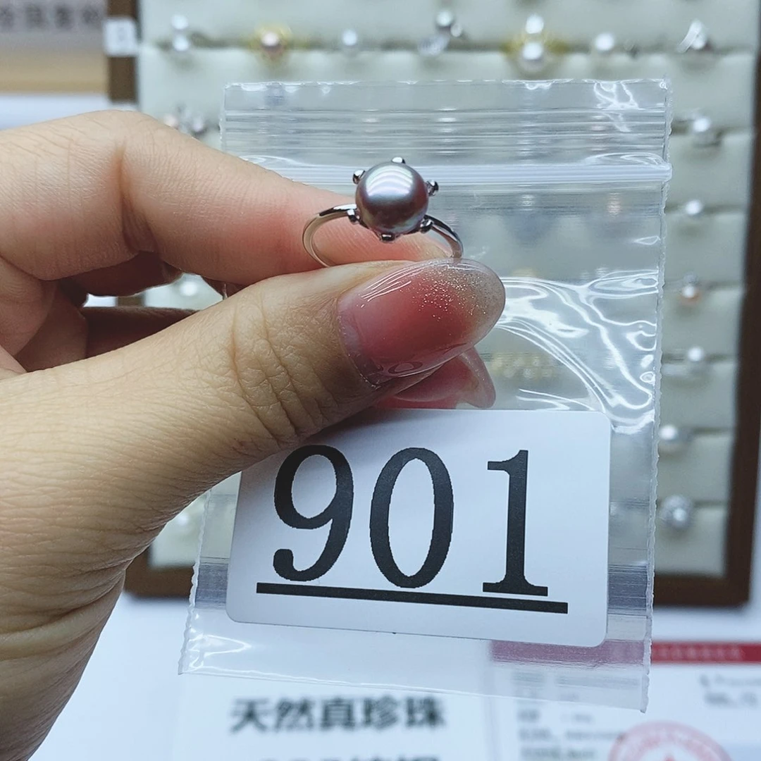 淡水珍珠戒指银S925镶嵌901