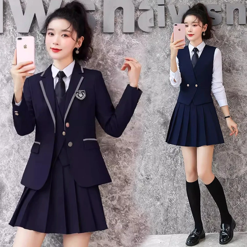 学院风jk制服套装职业英伦风西装马夹校园班服幼儿园幼师工作服女