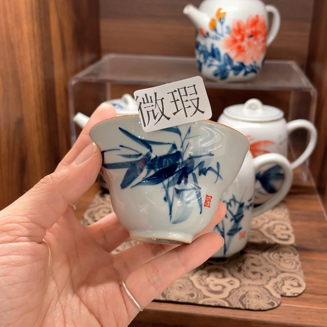 釉下彩纯手绘有瑕