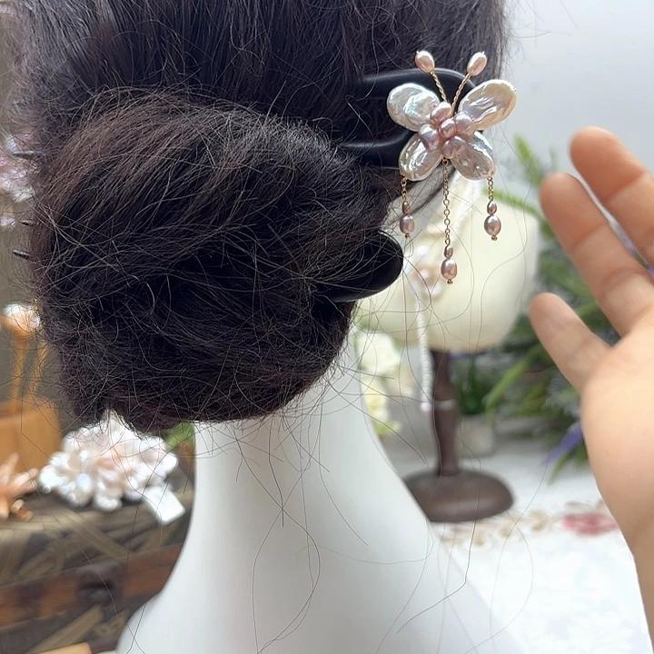 淡水珍珠发饰未镶嵌