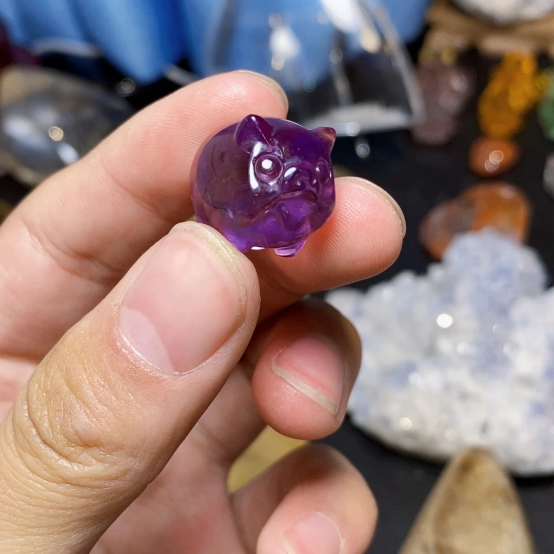 水晶天然紫水晶小猪未镶嵌