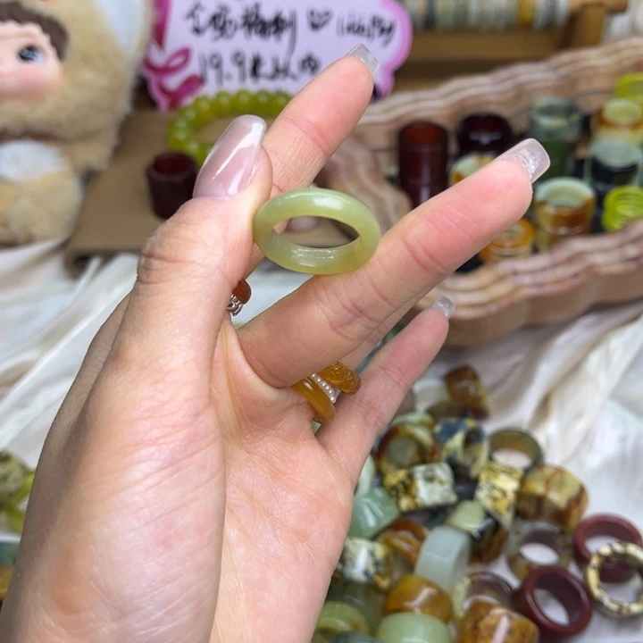 蛇纹石玉合金戒指