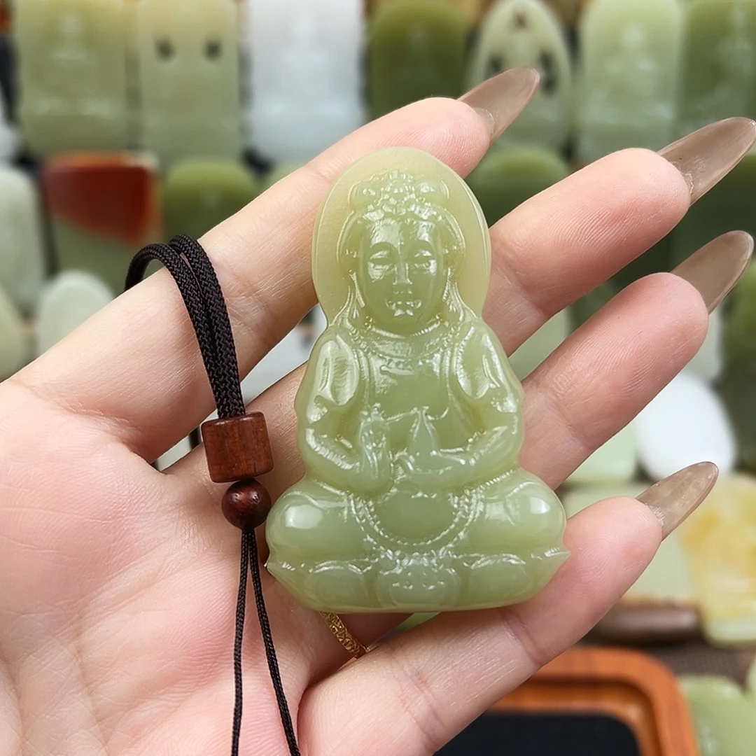 果绿色立体双面观音