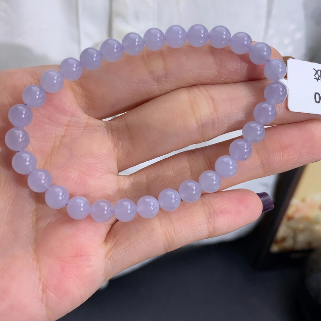 翡翠未镶嵌手串卡6冰胶紫手串
