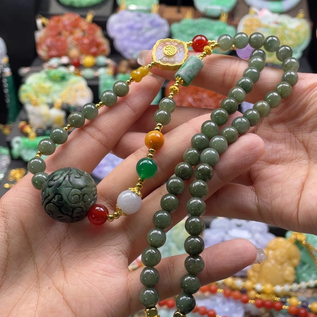 翡翠未镶嵌颈饰代编织