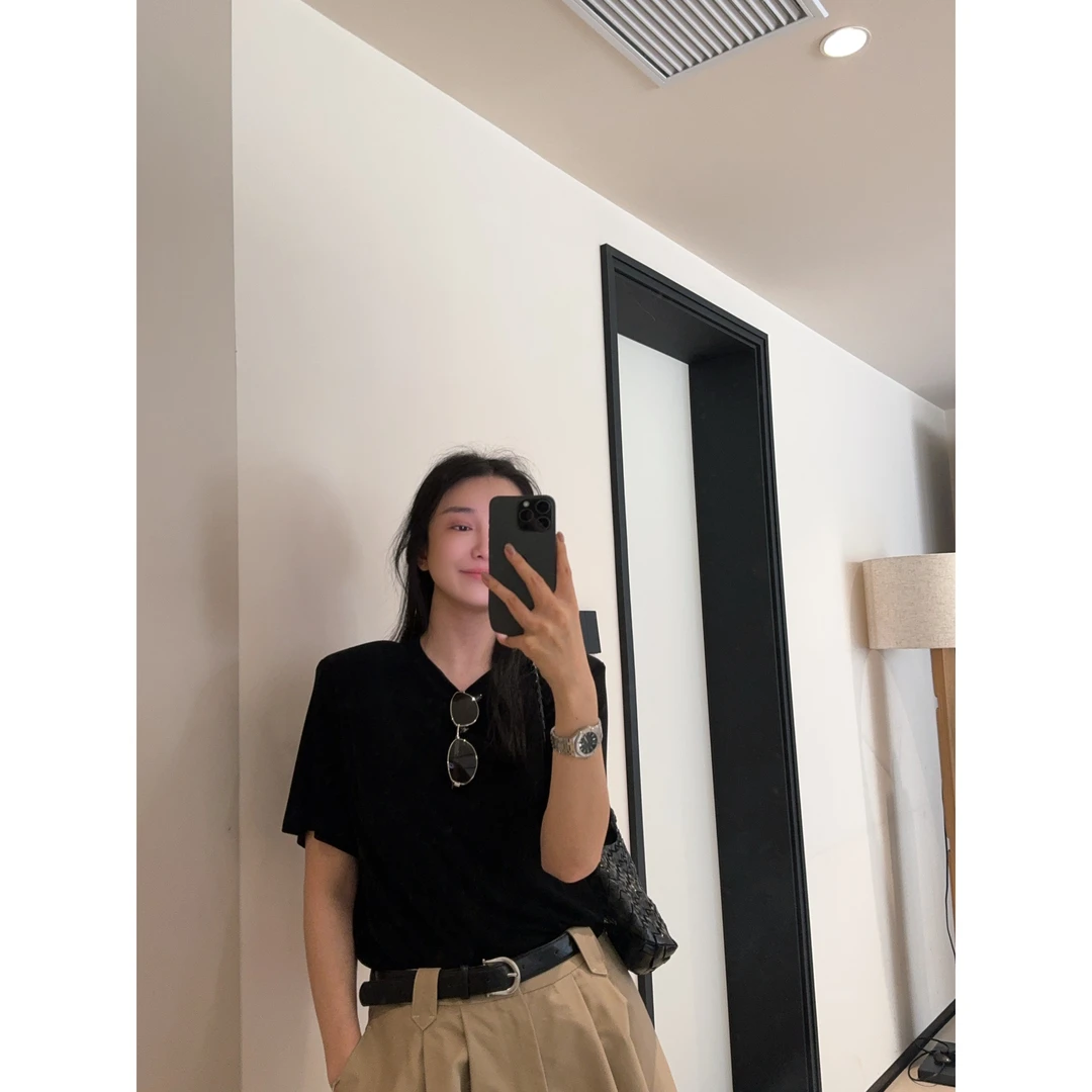 ［REVAN SUN］-大骨架穿搭 95%醋酸面料短袖T恤1976-8250 会掉浮色