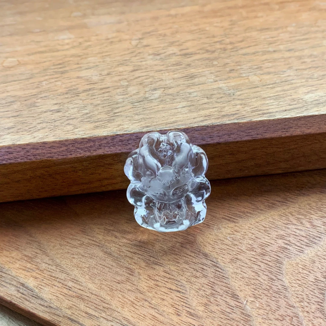 DK22天然白水晶手工雕刻摆件手把件配饰【九尾萌狐】多样性发一