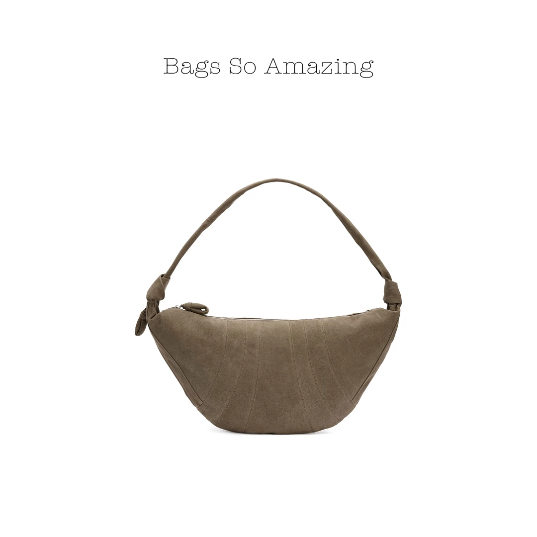 【包很顶】25春夏男女同款Croissant帆布大号斜挎包牛角包可颂包