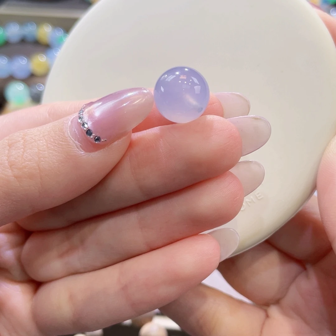 翡翠未镶嵌手链卡12.5粉紫