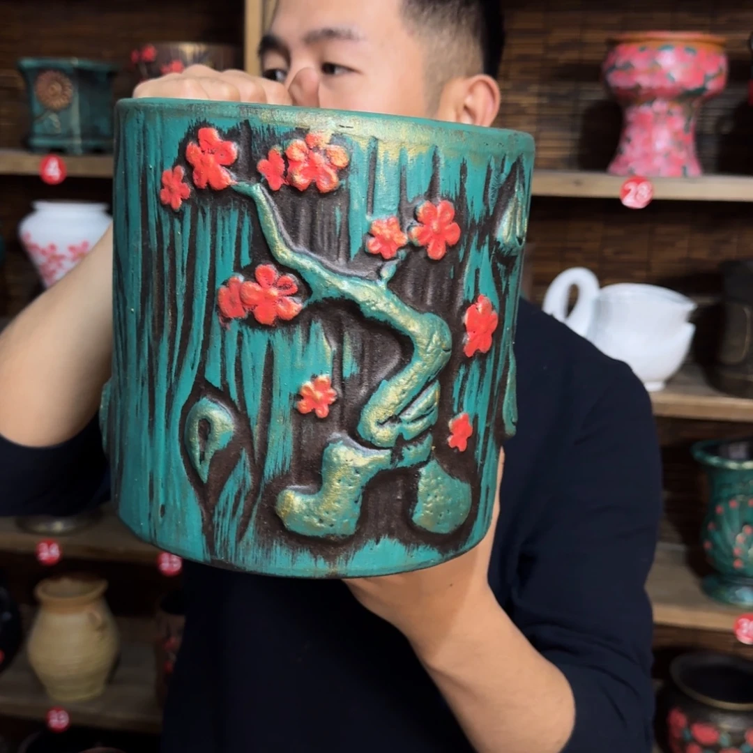 带孔高端浮雕花盆炸炸炸