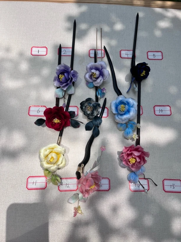 如愿绒花 绒花日常百搭边夹发簪