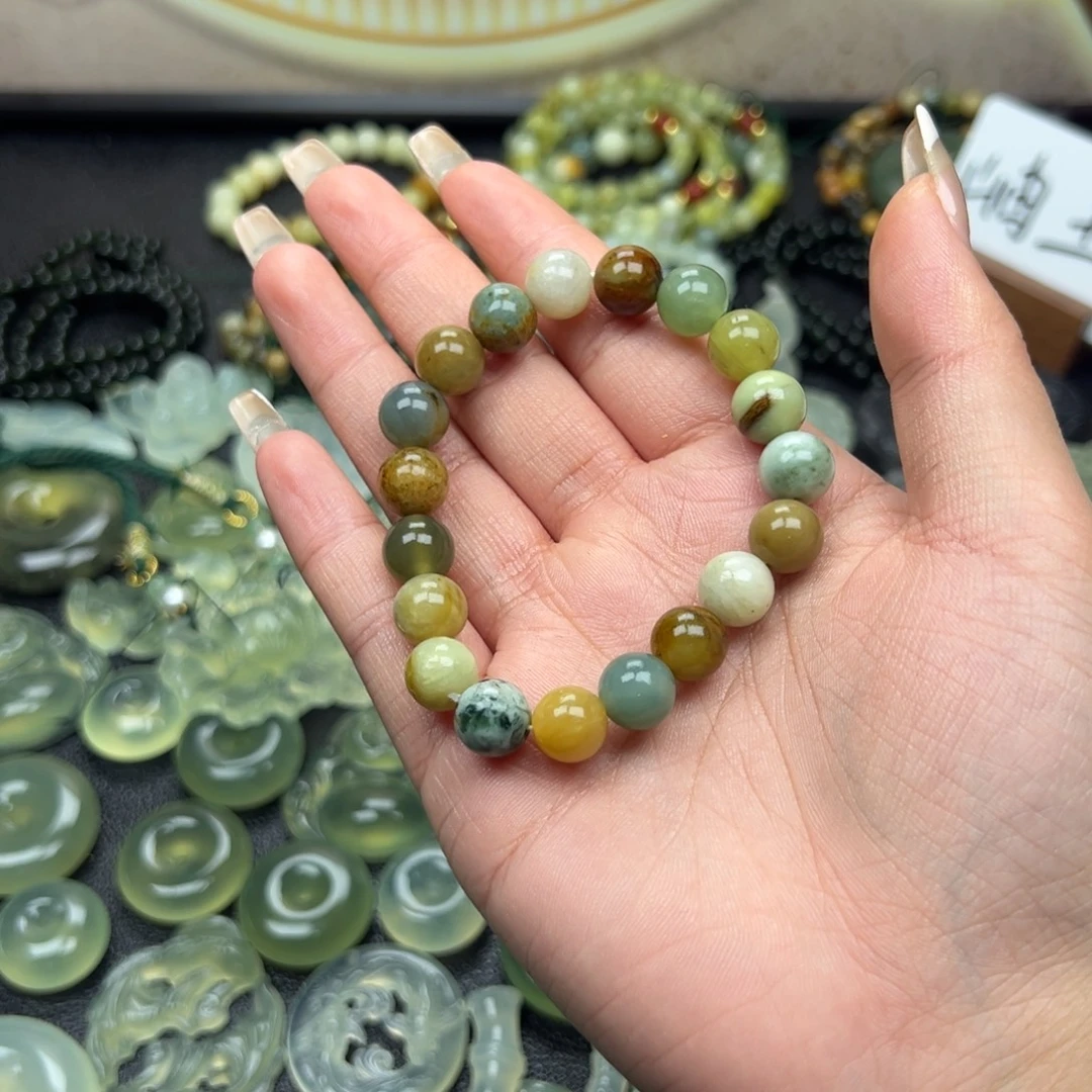 阳***瑰蛇纹石玉未镶嵌颈饰花玉多宝