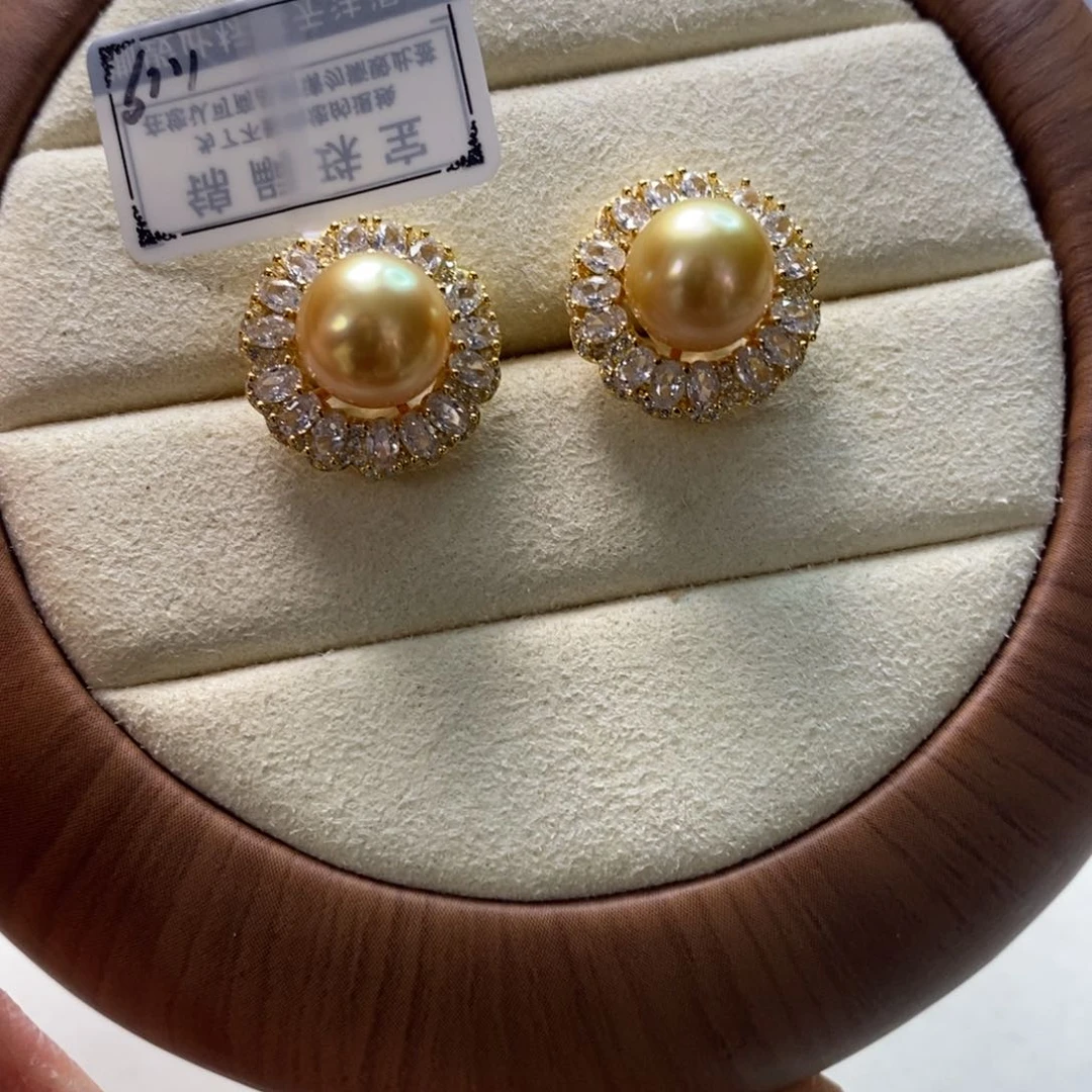 海水珍珠耳饰银S925镶嵌