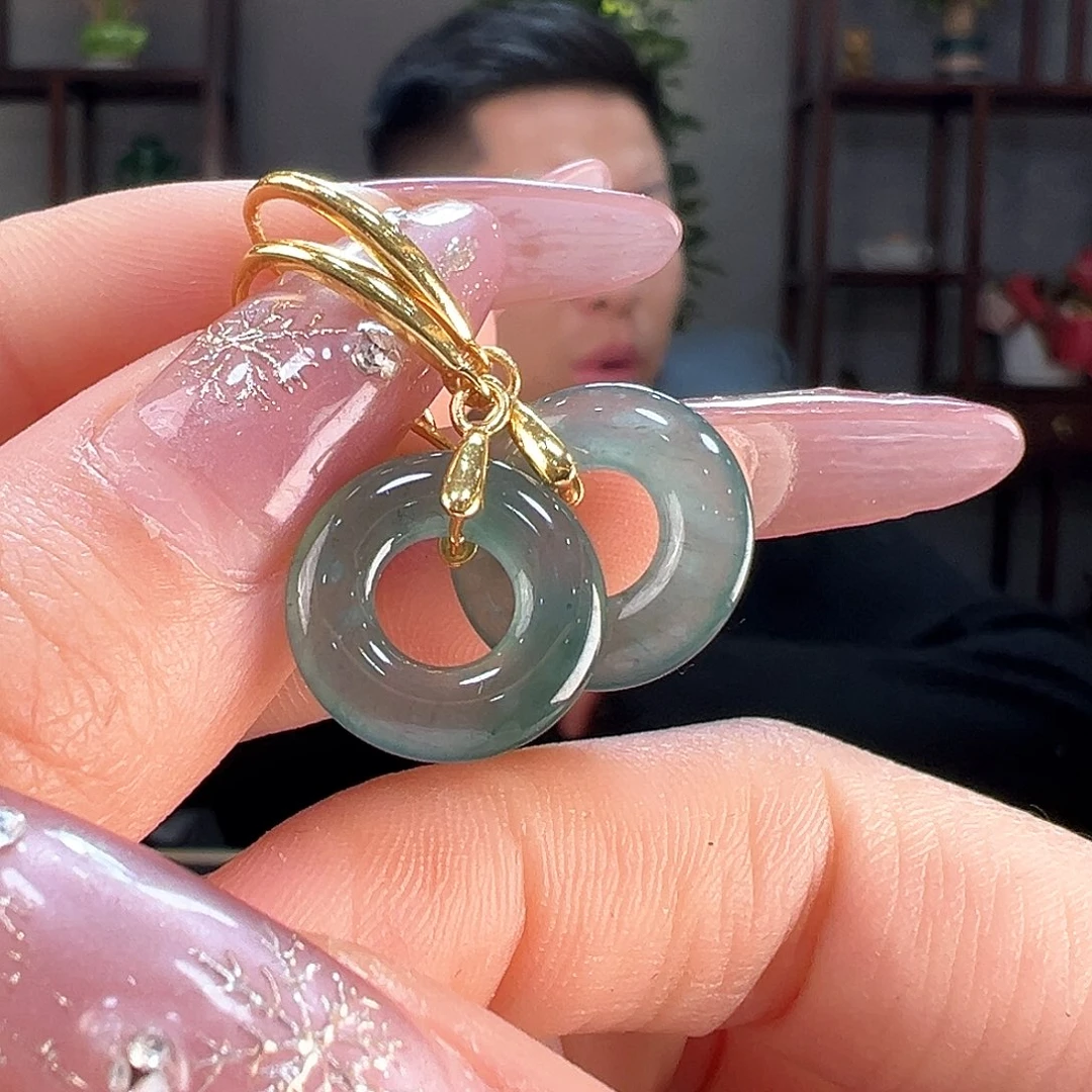 翡翠耳饰银S925镶嵌耳环
