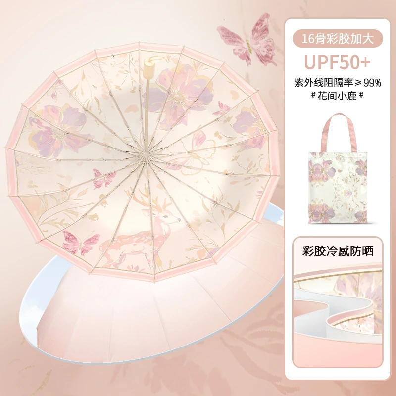 16骨太阳伞防晒防紫外线晴雨两用遮阳伞加固折叠雨伞大号结实抗风
