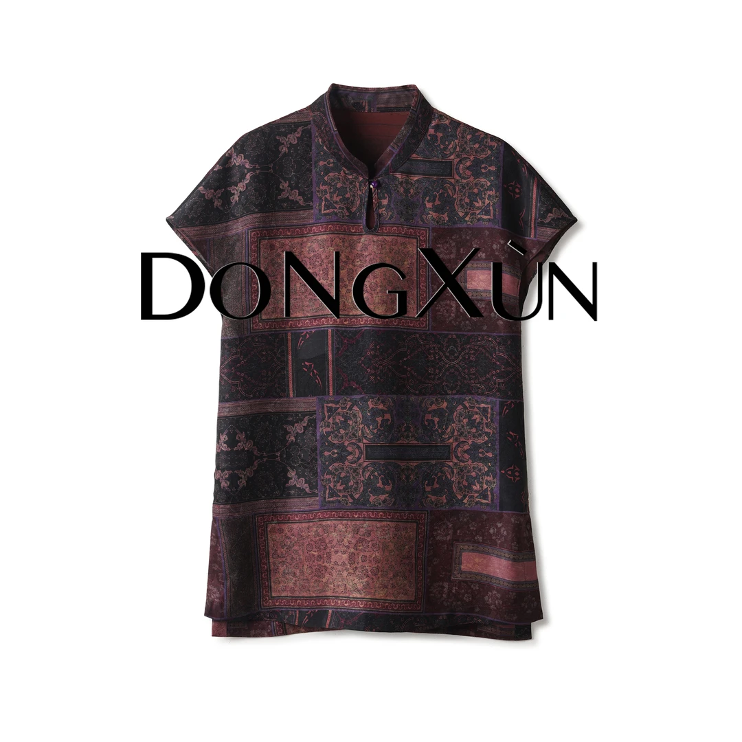 【回溯】桑蚕丝香云纱满分真丝新中式国风花萝短袖上衣DX25AS125