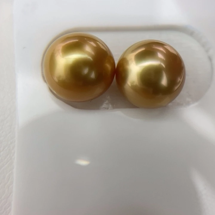 裸珠海水珍珠未镶嵌10.3mm浓金金绿色小极光对珠