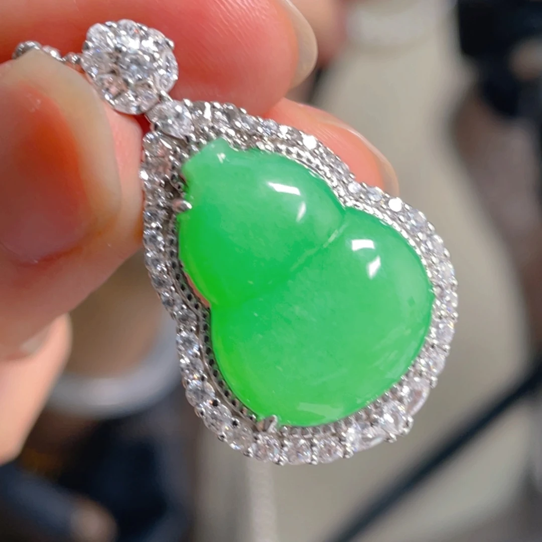 翡翠银S925镶嵌吊坠(不含链)