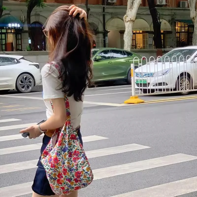 海边碎花帆布包章若楠同款孙艺珍度假棉布袋新款单肩包斜挎包花朵