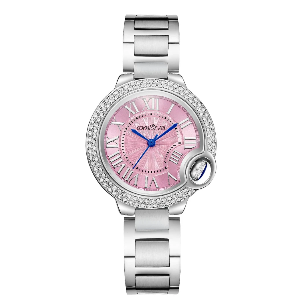COMLORVEI 带钻气质通勤休闲百搭时尚气球女士全新石英腕表