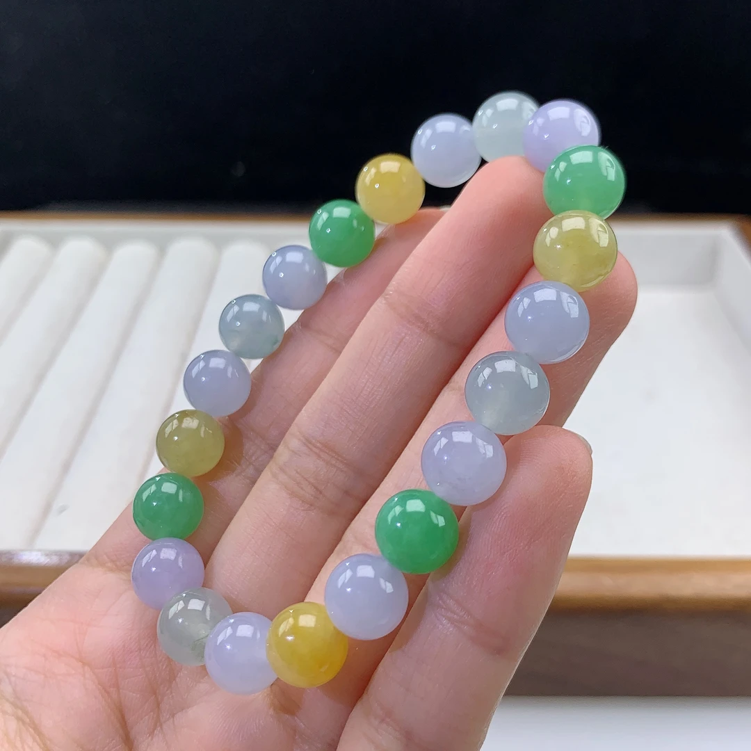 2.28-1-缅甸天然翡翠A货 女款多宝手串尺寸:8.8mm 21颗粒