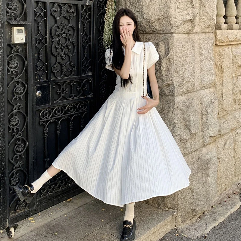 夏日小众白色衬衫连衣裙2025新款今年流行爆款长裙子女初夏季穿搭