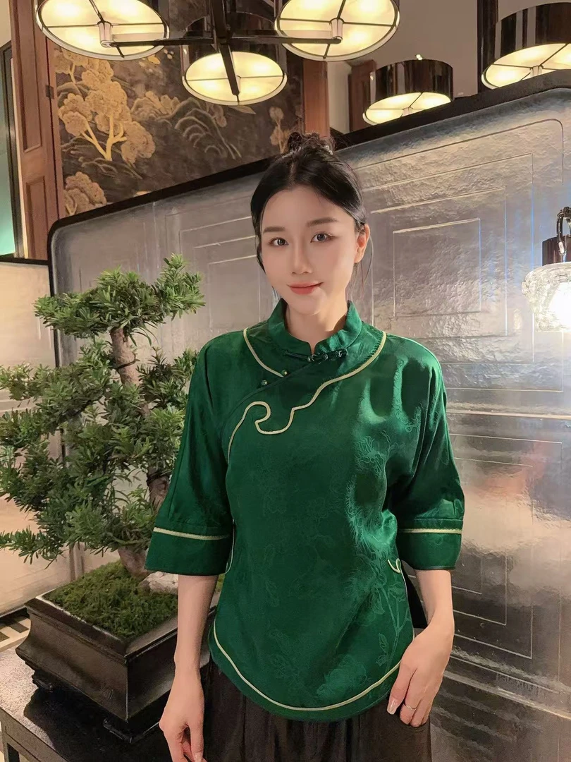 Betty Bairn【匠心/松间月】高定重缎香云纱上衣25B-BW913