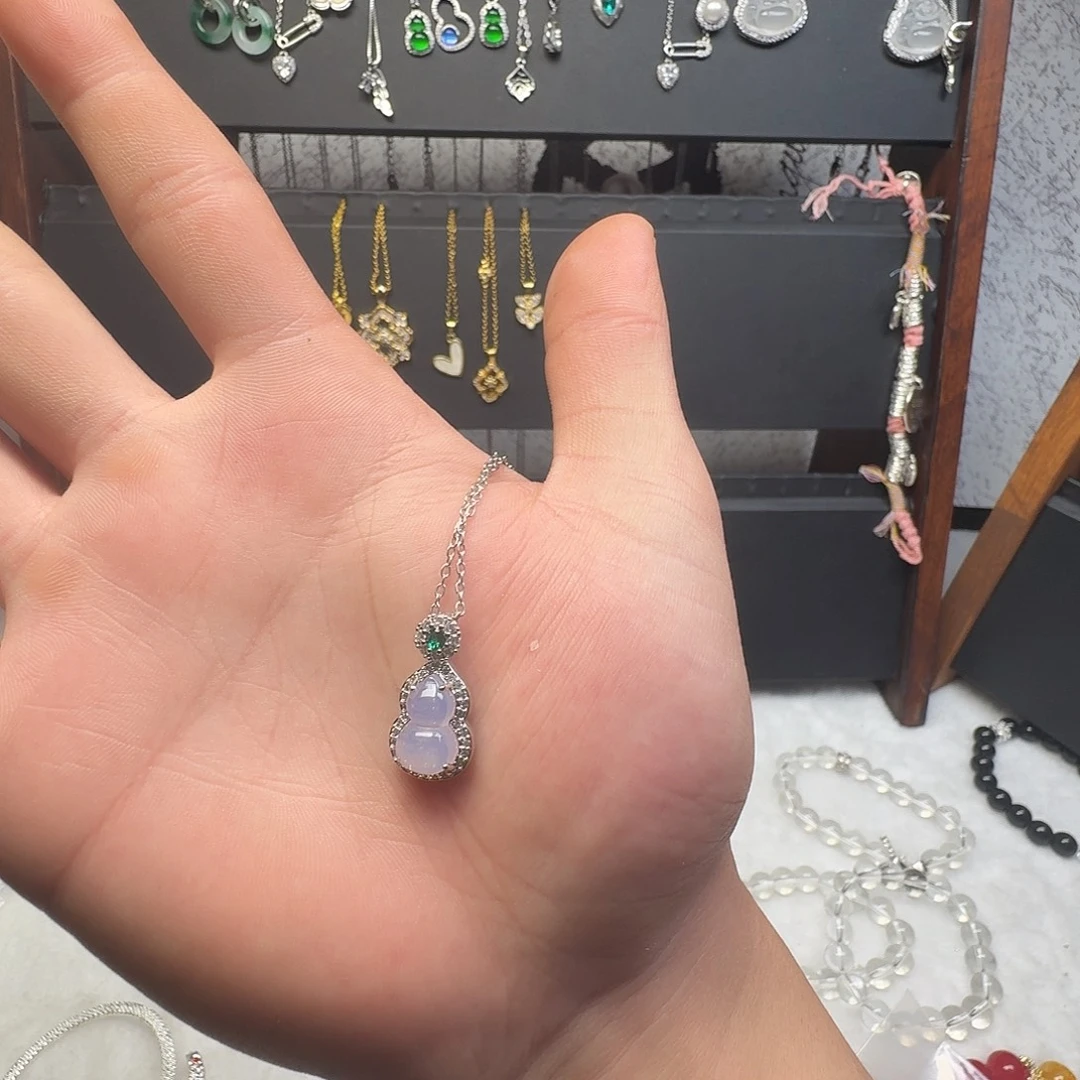 足银玻璃葫芦项链