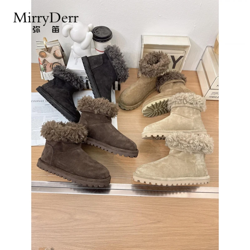 磨砂高端丑萌大头雪地靴女2025冬季新款加绒保暖厚底两穿短靴棉靴