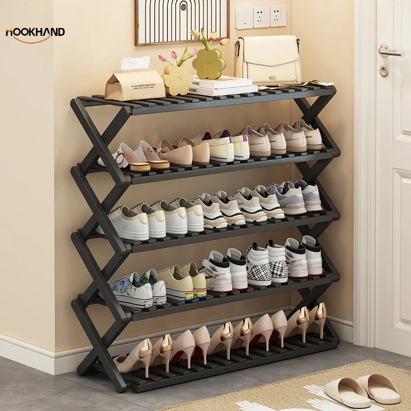 鞋架免安装拆叠简易多层家用经济型架子宿舍门口收纳置物架竹鞋柜
