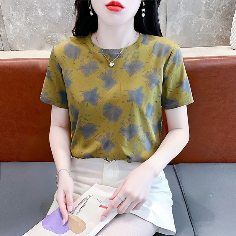 夏季宽松t恤女款2025新款女装短袖时尚体恤衫洋气欧货潮时髦上衣