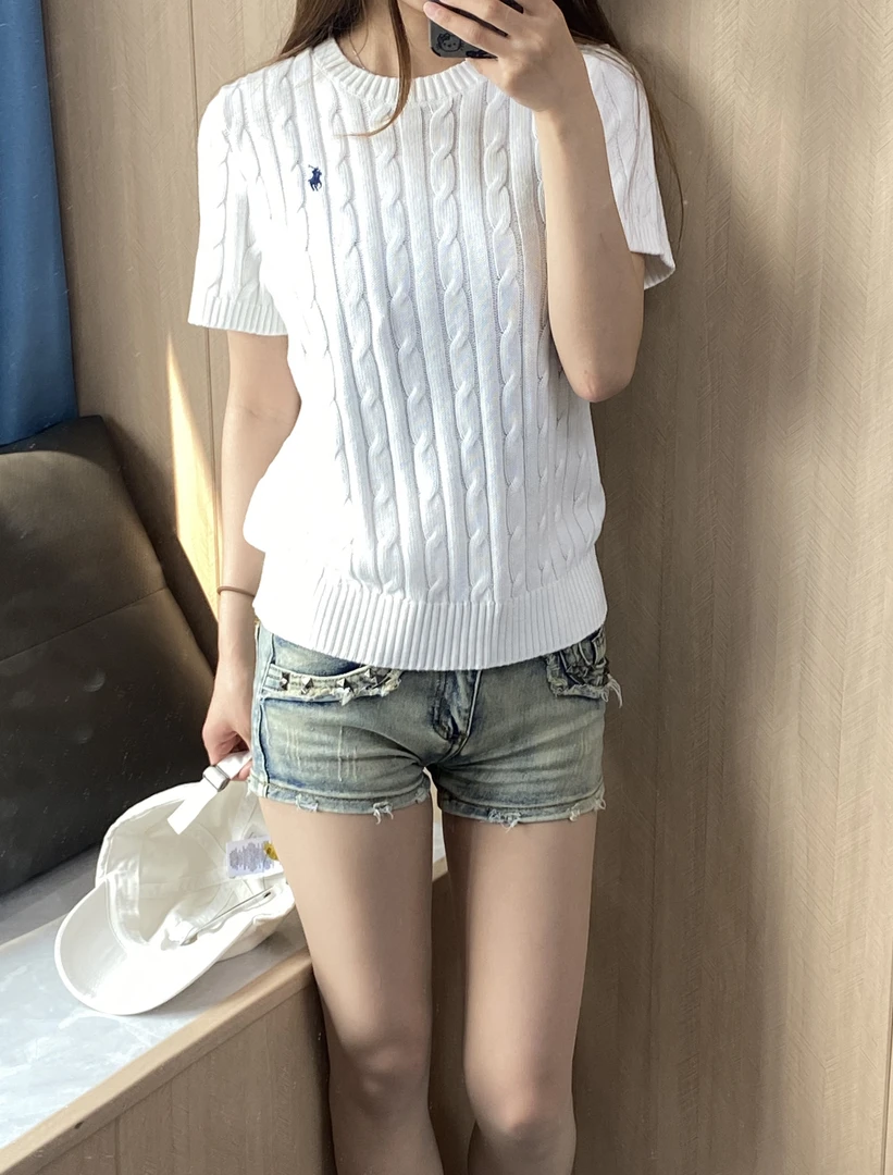 小马薄款衫短袖圆领短款夏季纯色毛针织衫