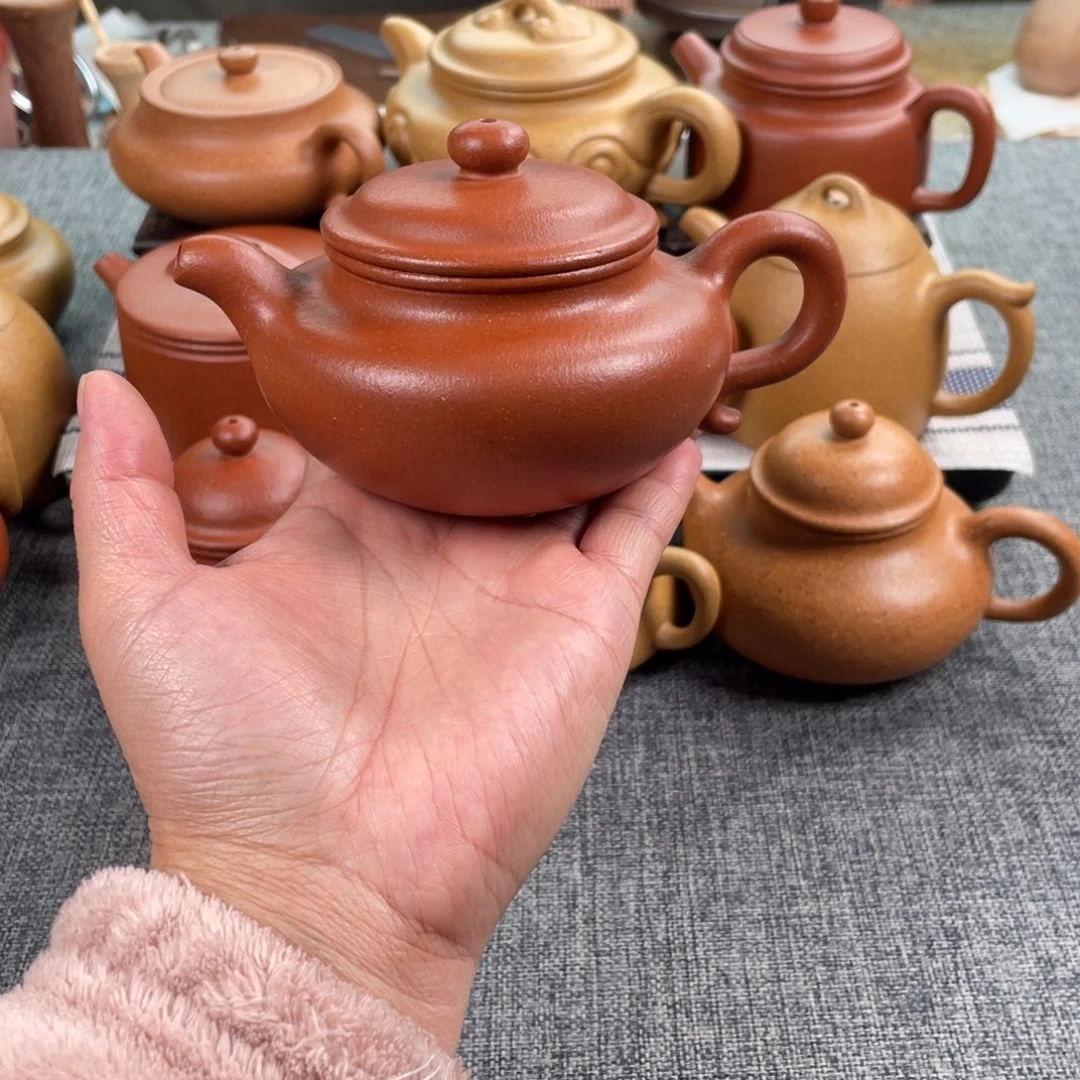 紫砂茶壶红降坡仿古全手40目210