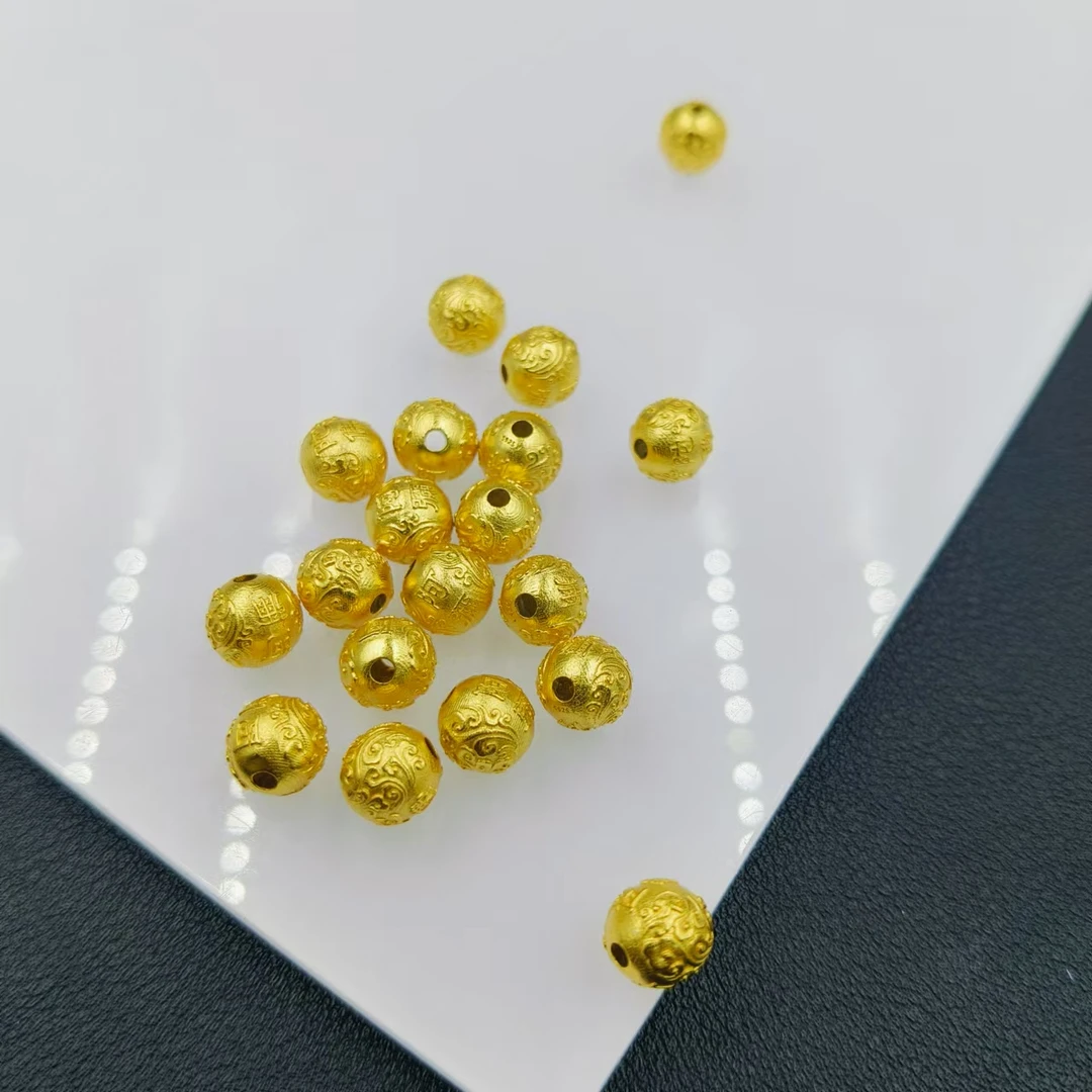 925银银制品 「戴琴珠宝」FR6100-金色7mm左右圆珠（多样性发其一）