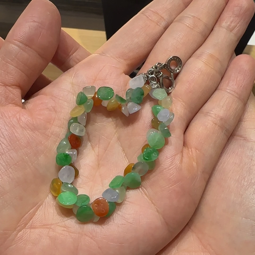 翡翠未镶嵌颈饰好运连连手串