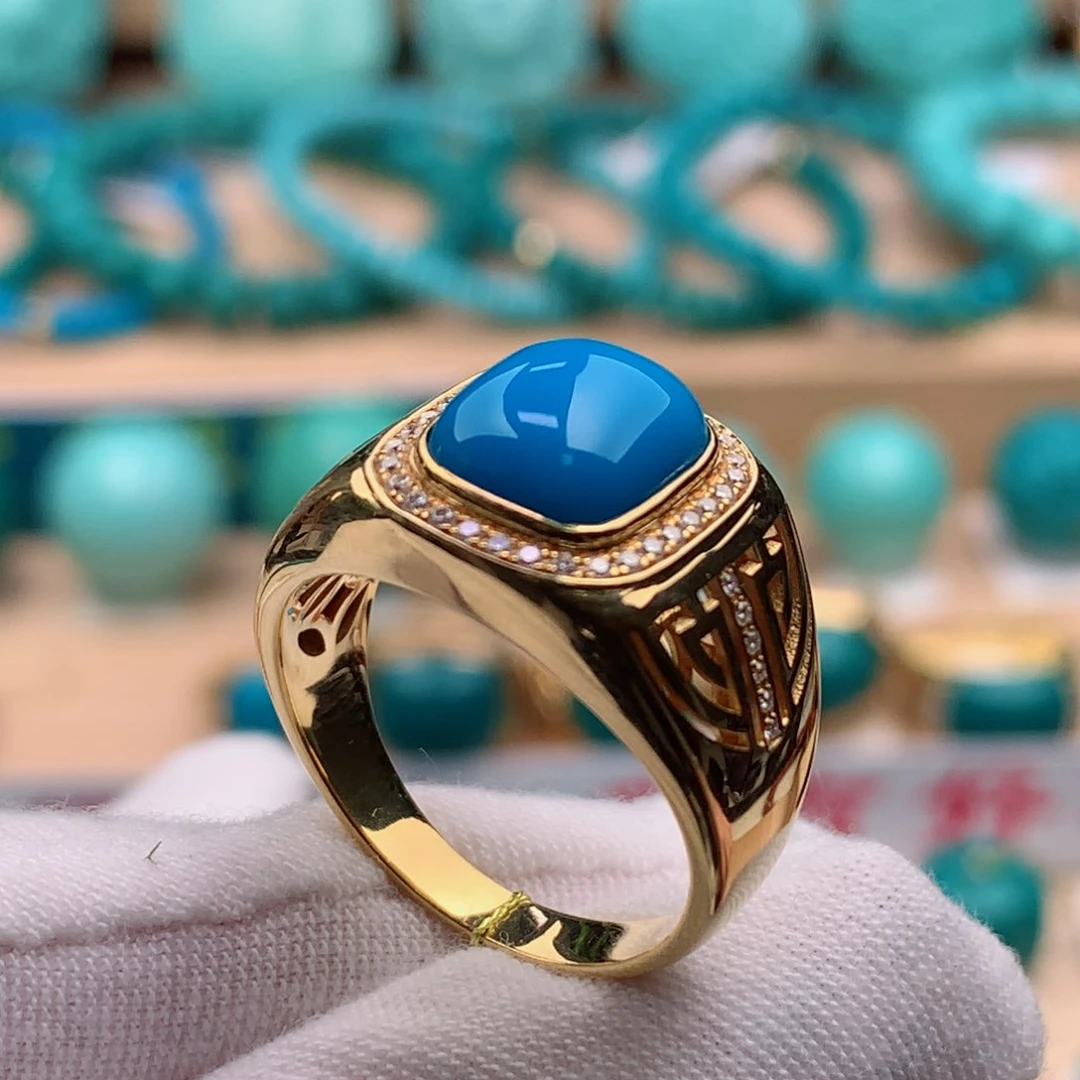 绿松石珠宝奇石18K金镶嵌