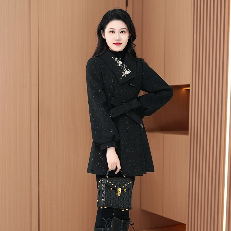 DL0181黑色长袖女2025年新款气质女神范高端洋气减龄外套